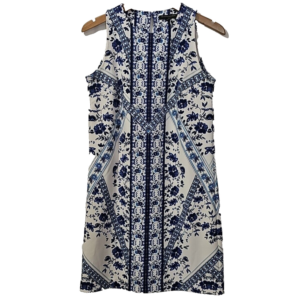 Banana Republic Blue Floral Shift Dress Size 2 Feminine Career Business Church